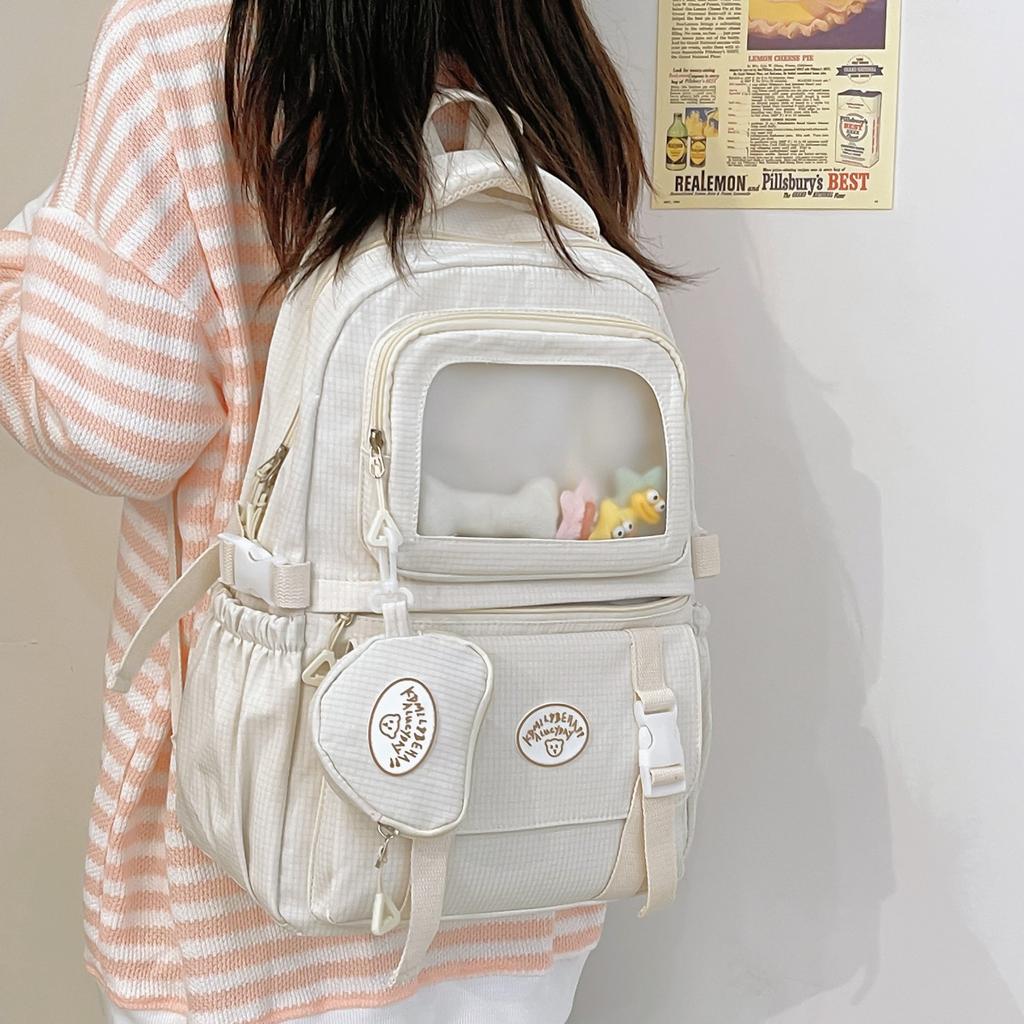 Plaid Backpack Women's Large Capacity Backpack Student Schoolbag Travel Bag