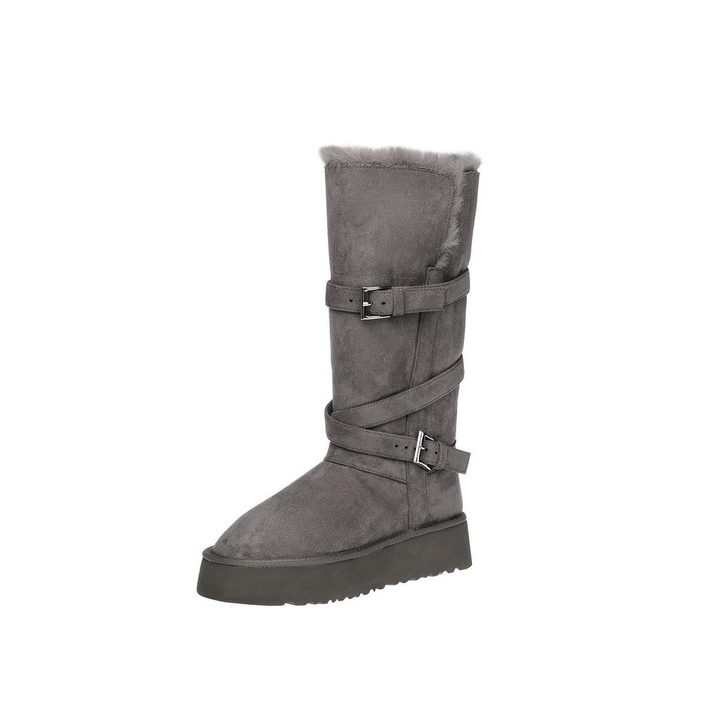 Two Wear Belt Buckle Fashion Snow Boots Thick-soled Piled Thickened Cotton Shoes Long Tube Northeast Warm Boots