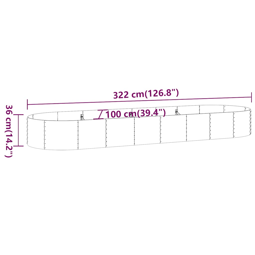 Vidaxl Podwyższona Donica, Stal Malowana Proszkowo 322X100X36 Cm
