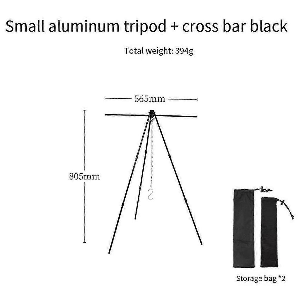 Black Outdoor Aluminum Alloy Tripod Hanger Storage Rack Portable Crossbar Set Retractable Hanging P
