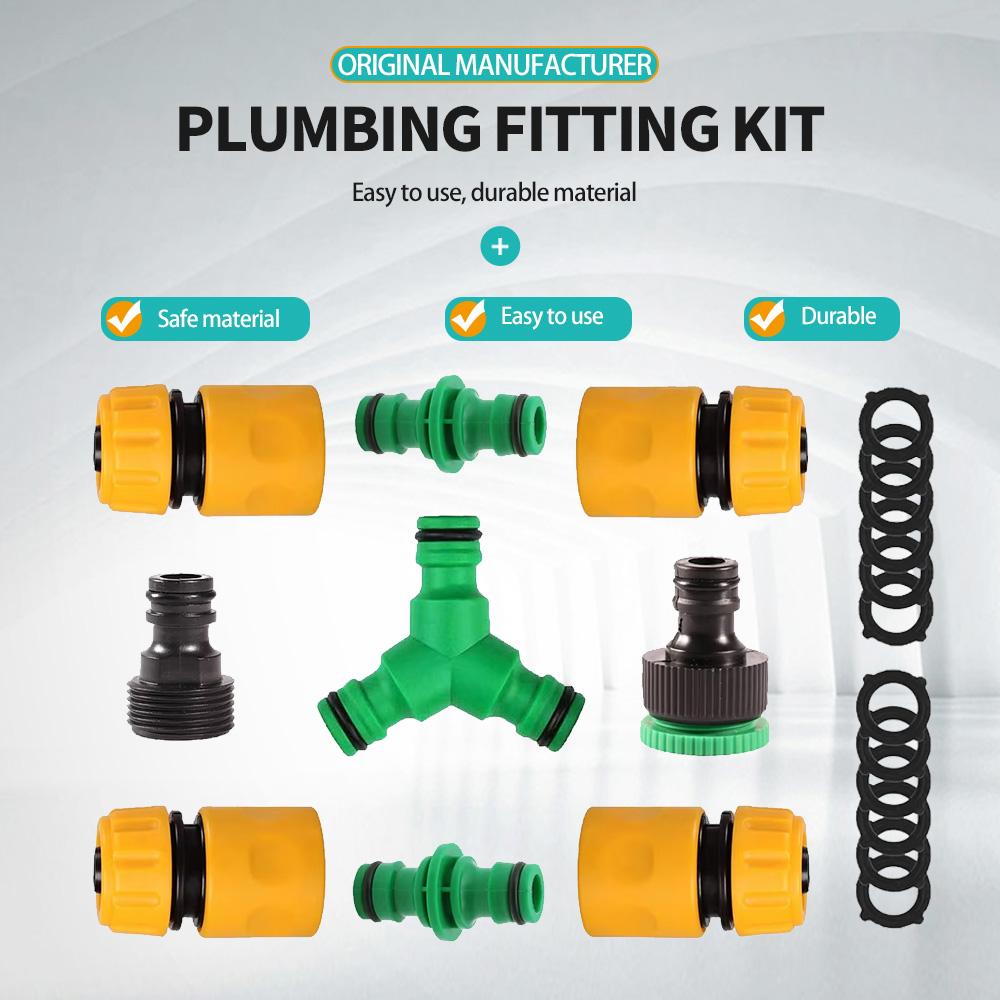 Y-Type Garden Watering Hose Fitting Adapter Extender Kit ABS Quick Coupling 1/2” Inner And Outer Thread for Hose