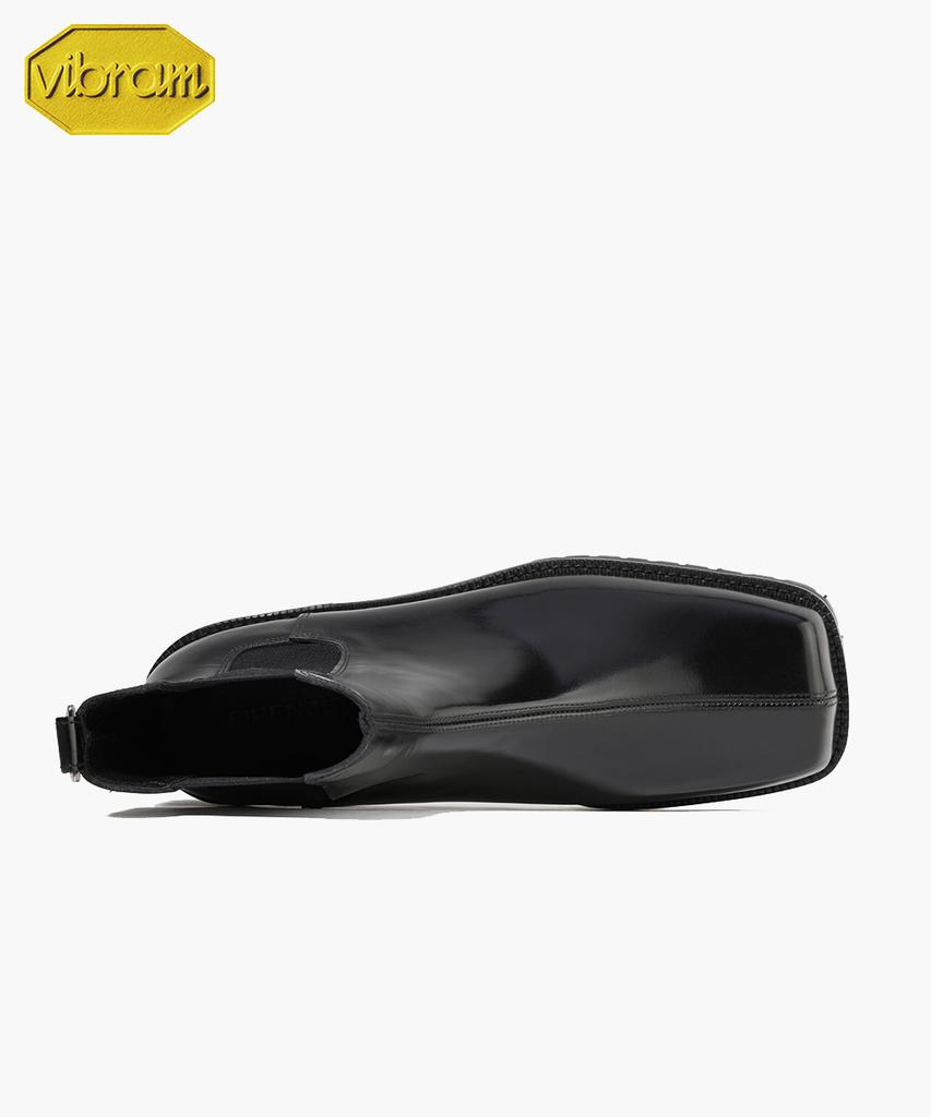 Firenze Atelier [Vibram] Center Cut Square Toe Walker Sole Chelsea Boots 5706 [Black Box]