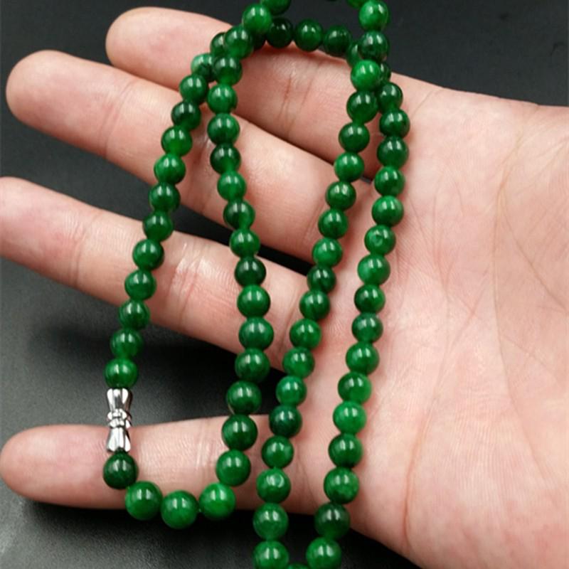 Jadeite Jade Ganqing Women s Bright Green Round Bead Necklace 4mm Diameter Bead