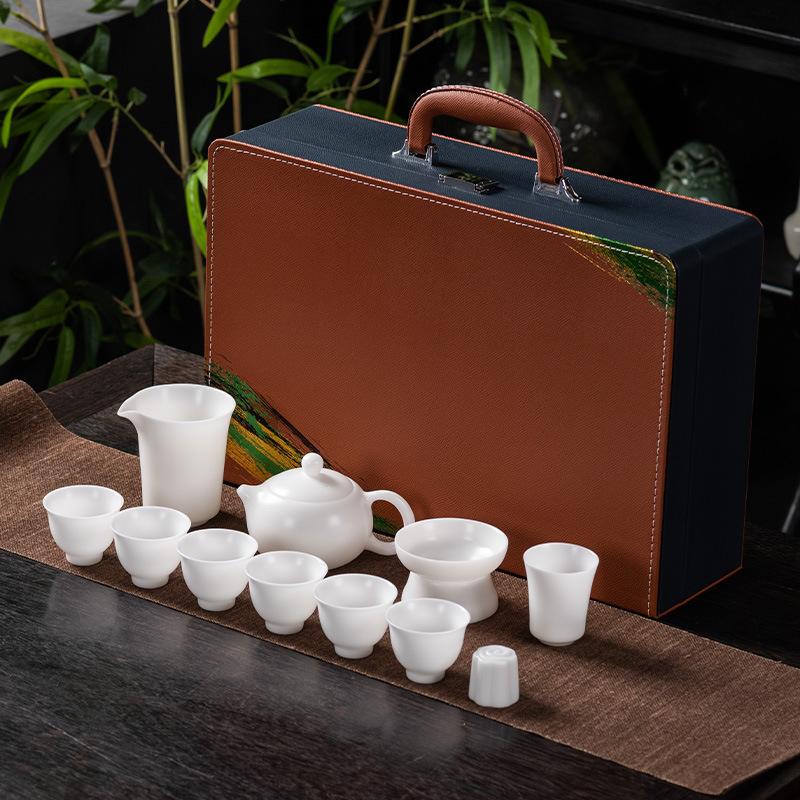 High-end Ice-based Vegetarian Jade Porcelain Handmade Teapot Light Luxury Business Gift-giving Dehua White Porcelain Unglazed Tea Maker
