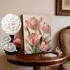 5D DIY Frameless Pearl Painting Pink Flowers Pattern Painting Kit, Suitable for Home Living Room Bedroom and Other Wall Decoration Art Paintings