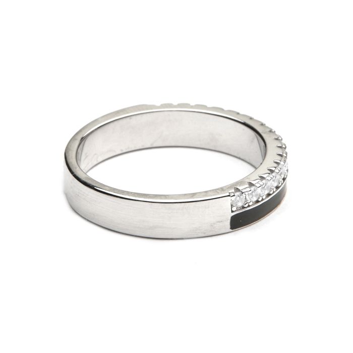 Bague - Luxenter - Dersa - Argent 925 - Laque noire - Plaqué rhodium