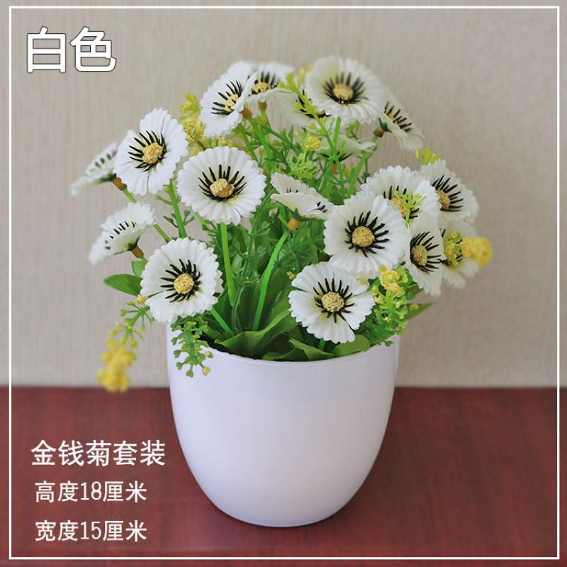 Artificial Silk Flower Potted Plant Desktop Decor Home Office Interior Styling Small Fake Floral Arrangement