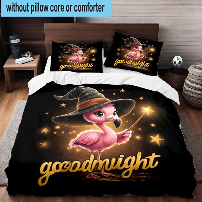 Magical Flamingo Sky 3pcs Bedding,Including 1pc Duvet Cover And 2pcs Pillowcases Perfect for Christmas,Ideal for Bedroom, Dormitory