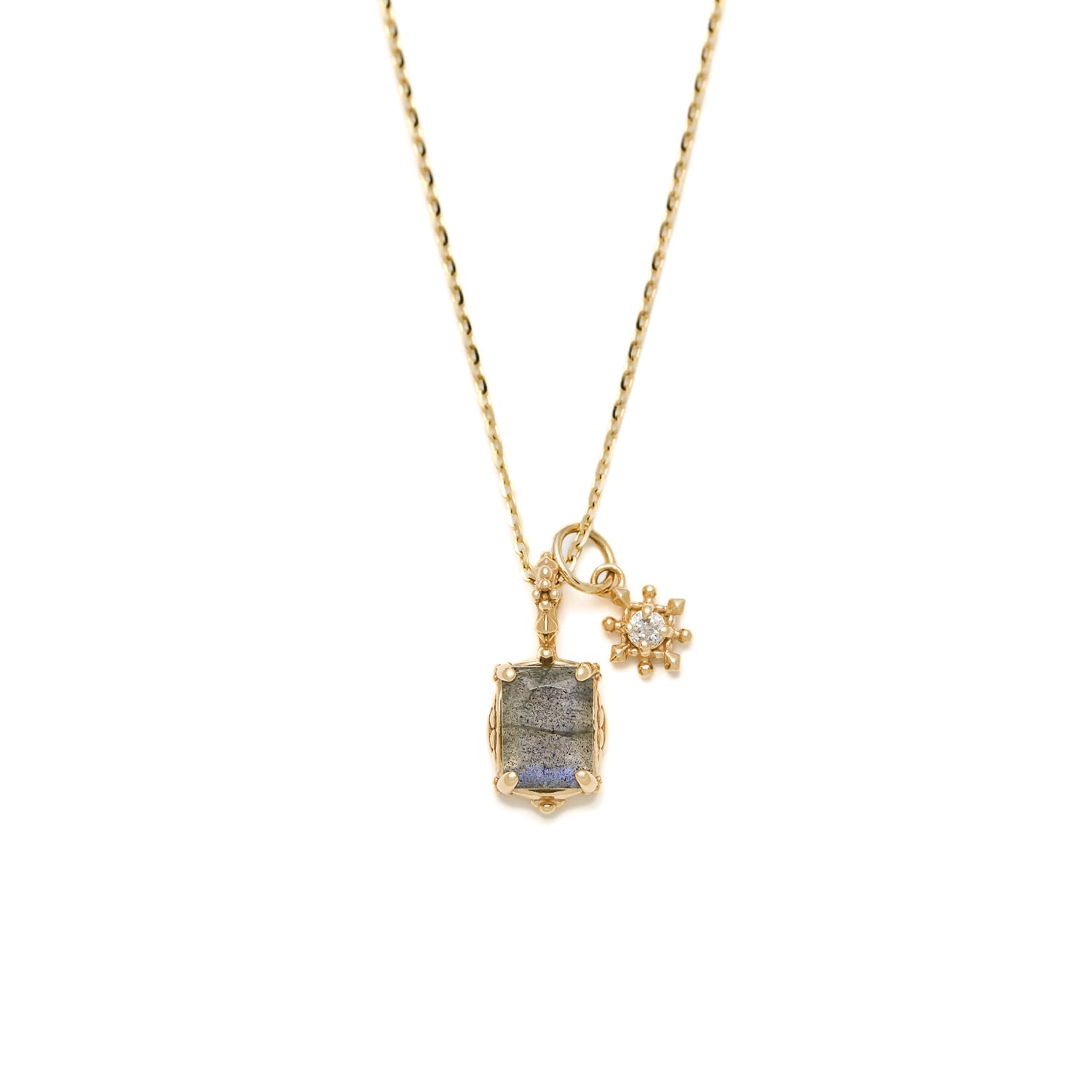 

K10 Diamond Labradorite Necklace [Noges]