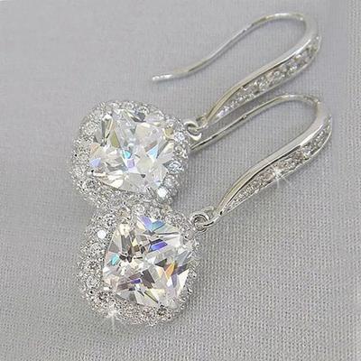 Fashion 925 Sterling Silver Earrings Lover Gift Wedding Earrings