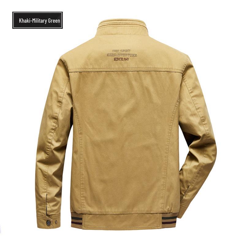 Men's Double-Sided Pure Cotton Jacket - Stand Collar, Loose Fit, Business Casual for Spring and Autumn.