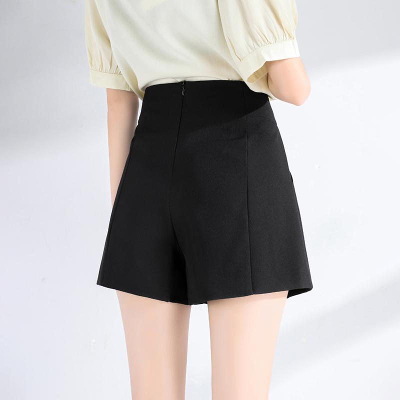 Suit Shorts Women High Waist A-line Shorts Spring Summer Casual Loose Wide Leg Chiffon Shorts Lady Black White