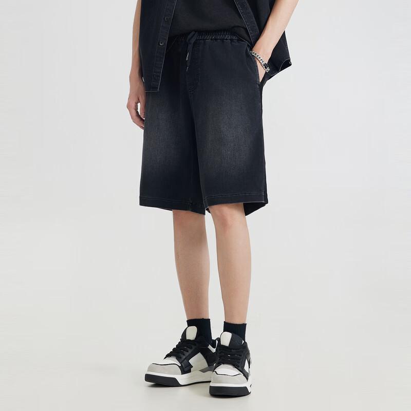 

Cabbeen Men s Line Texture Black Denim Loose Fit Casual Shorts 2XL (34)