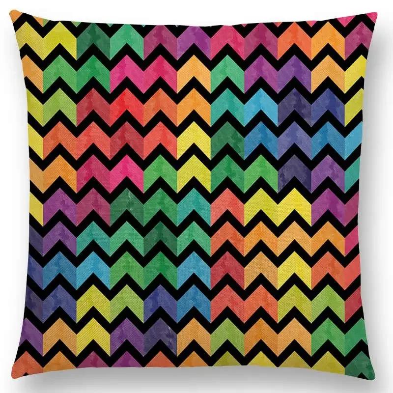 Kolorowe Kwiaty Liście Kropki Poszewka na Poduszkę na Sofę Gwiazdy Fale Wzór Geometryczny Pastelowe Trójkąty Diament Tęcza Poszewka na Poduszkę