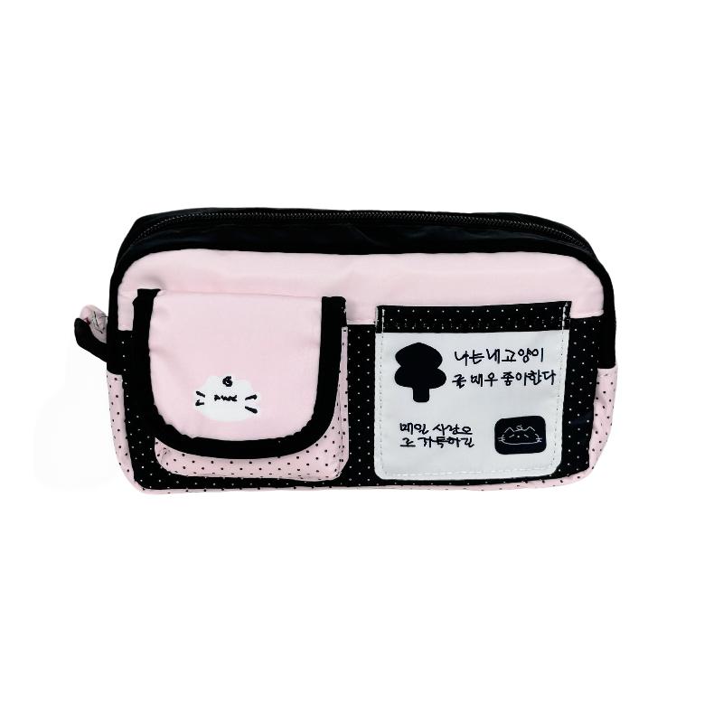 Wear Resistant Canvas Pencil Pouch Large Capacity Lightweight Stationery Organizer for Student School Art Study