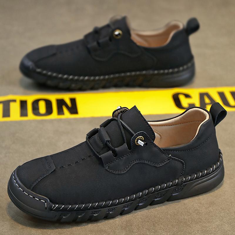 Classic Leather Shoes Men Casual Sneakers Handmade Outdoor Men Shoes Leather Moccasins Man Flats Shoes