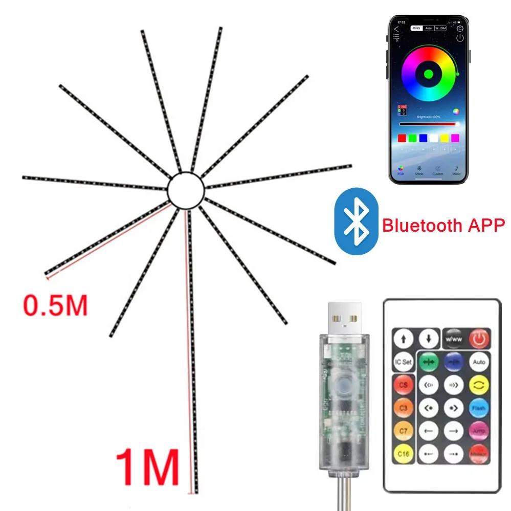 LED Strip Light Bluetooth APP Control RGBIC Firework USB 5V Neon Strip Christmas Party Decoration Music Sync Bedroom Decor Light