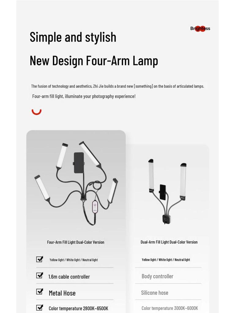 Ambitful Zhijie Four-Arm LED Fill Light for Streamers and Beauty Photography
