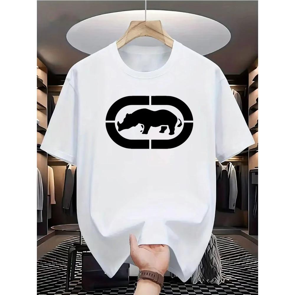 Summer Luxury Men s Fashion Patterned T-Shirt Round Neck Casual Trendy Y2K Fitness Sports T-Shirt S