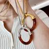 Stainless Steel Chain Long Chain Necklace Y2K Sweater Chain Amber Splicing Necklace  Women