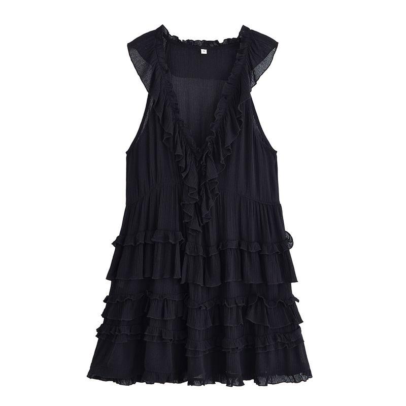 

Kaslead New Arrival Women s Clothing Fashion Style Fashion Minimalist Three Colors French Sleeveless Cake Dress 1280381 Black L
