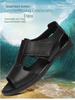 Men's 2024 Open-Toe Roman Sandals: Trendy, Breathable Cowhide Beach Shoes