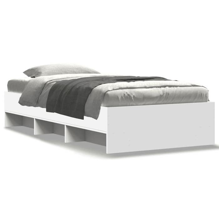 VidaXL Cadre de lit blanc 90x190 cm bois d'ingénierie, meuble de chambre à coucher, lit simple, sommier, lit, cadre de lit 3295702