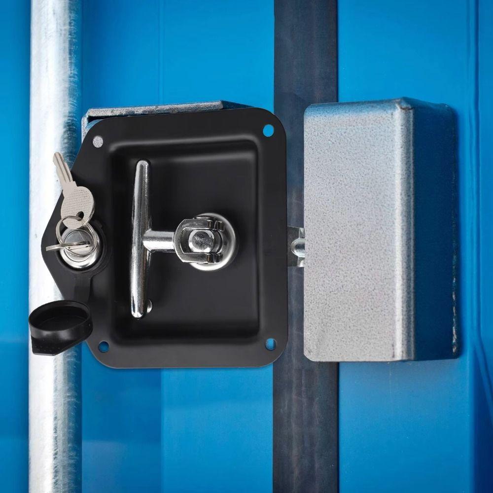 Serrure à poignée en T noire Serrure compacte pour porte de remorque Outil sécurisé Serrure pliable Armoires industrielles