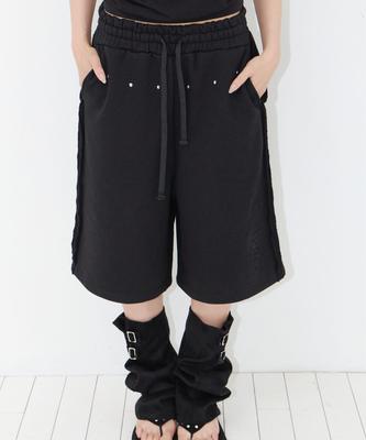 KIND CIPHER Vintage Low-Cut Riveted Bermuda Pants Black