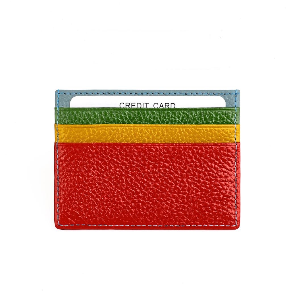 Ultra-thin Unisex Multicolor Card Header Cowhide Multi-Card Slot Mini Wallet-Dark Brown