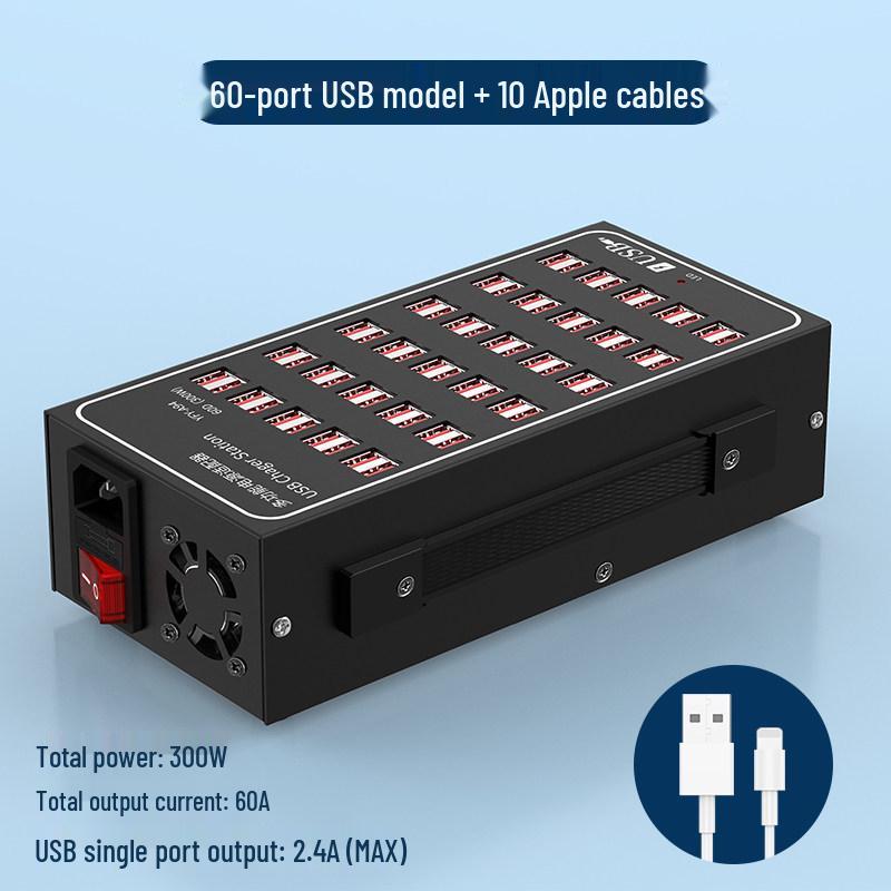 High-Power USB Multi-Port Charging Station - Desktop Mobile Charger & Power Strip