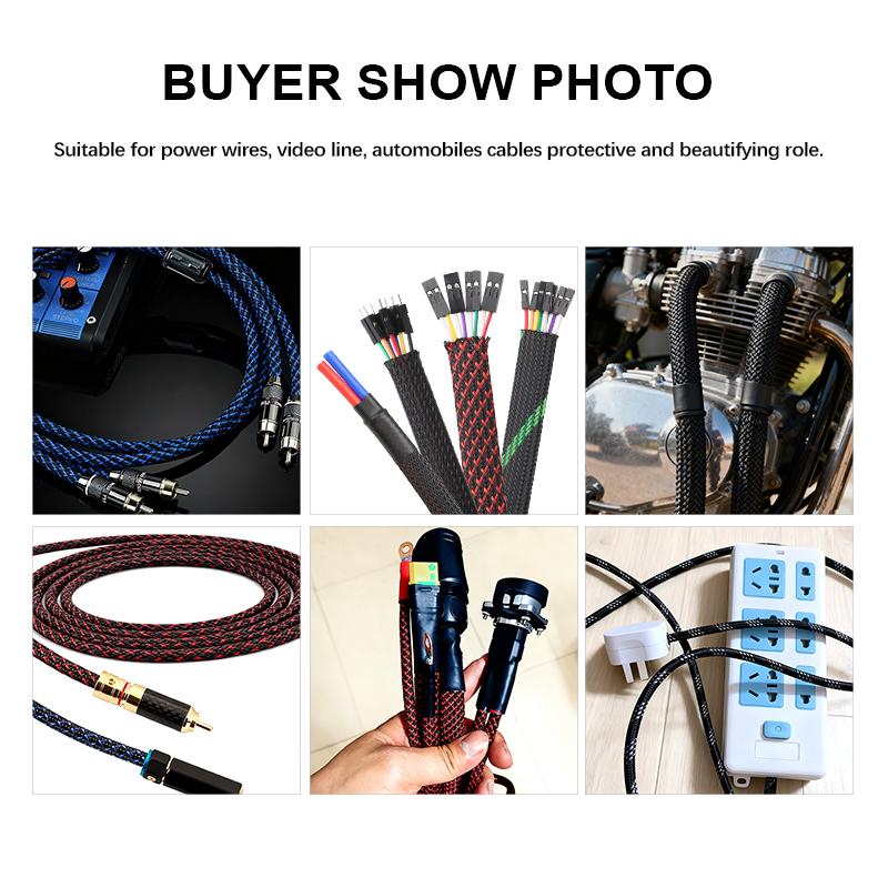5M Multicolor PET Insulated Braid Sleeving 2mm - 40mm Expandable Wire Cable Sheath Flame-retardant Nylon Braided Mesh Tube DIY2