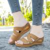 Flip-flops with Wedge Heels Fish-mouth Thick-soled Large-sized Shoes and Embroidered Flip-flops