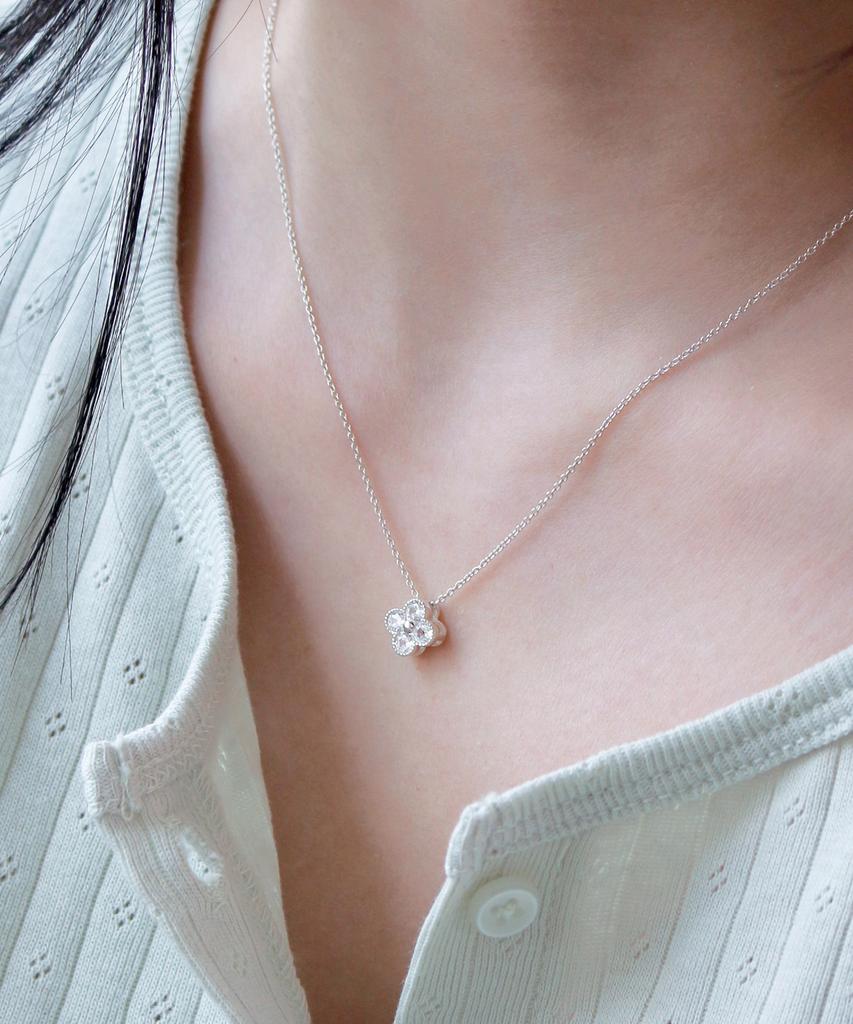 47Bag 925 Silver Lucky Four-Leaf Clover Necklace Vera