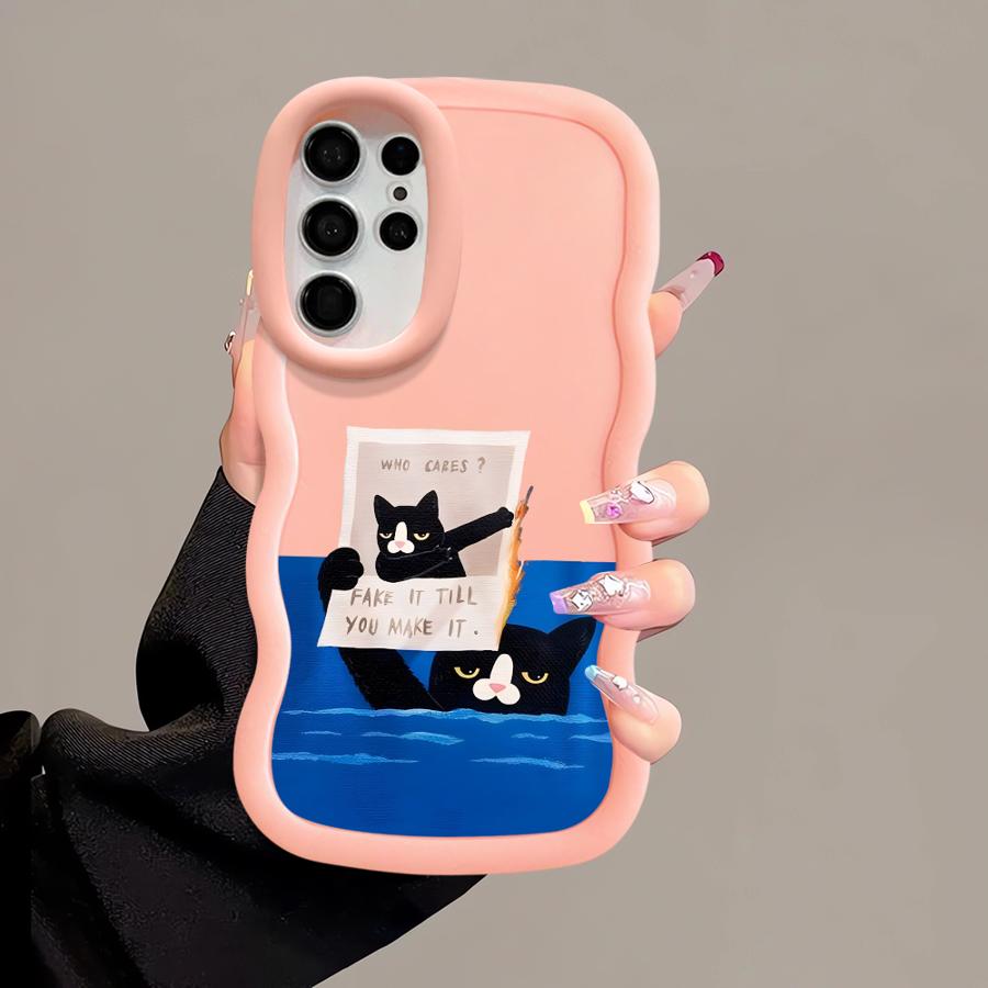 Cartoon Cat Soft Phone Cover Case for Samsung Galaxy S21 S20 FE A25 S25 S22 Ultra S24 A26 S23 Plus A54 A35 A34 A55 A24 A36