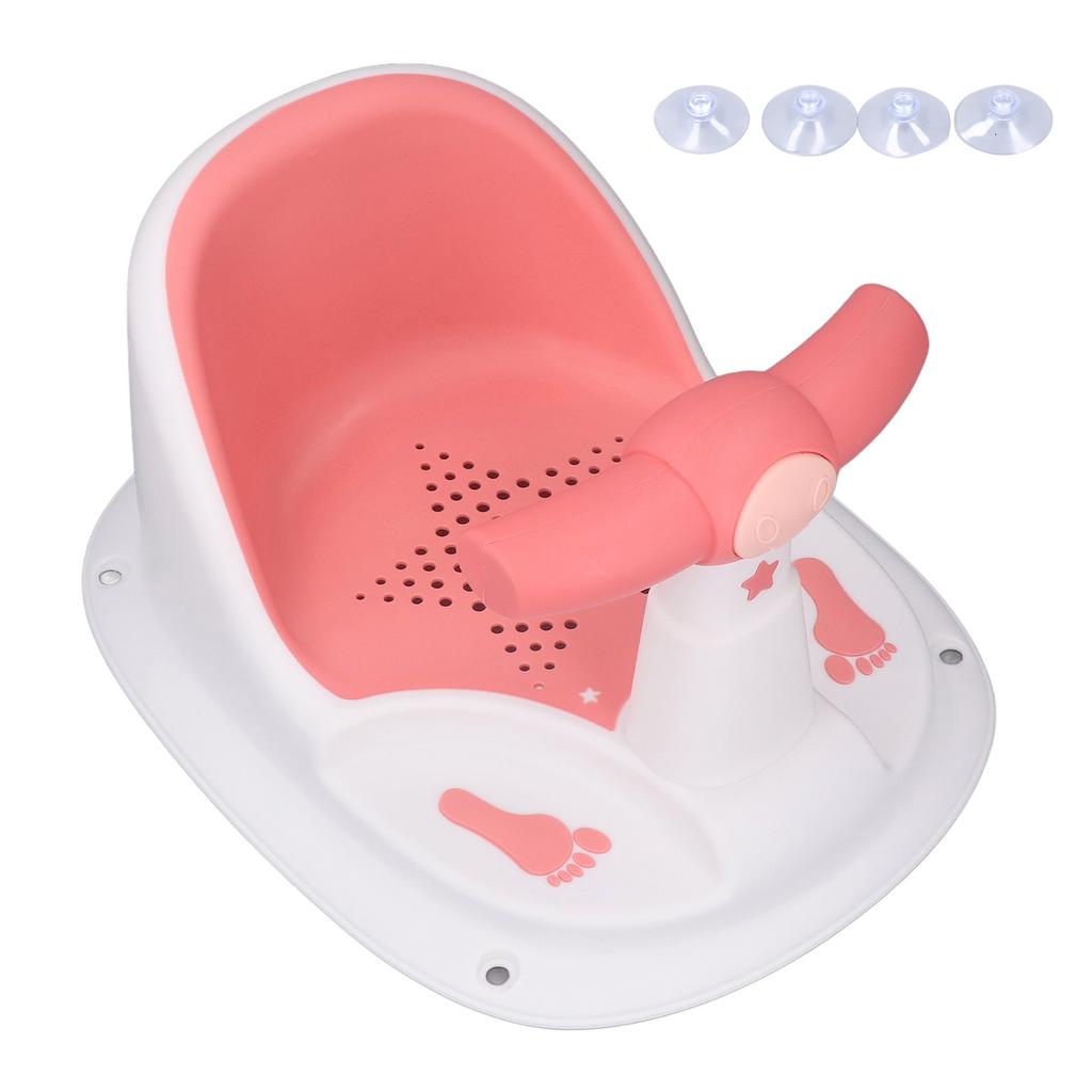 Infant Bath Seat with Backrest Strong Suction Cup Ergonomic Anti Slip Baby Shower Chair Blue White