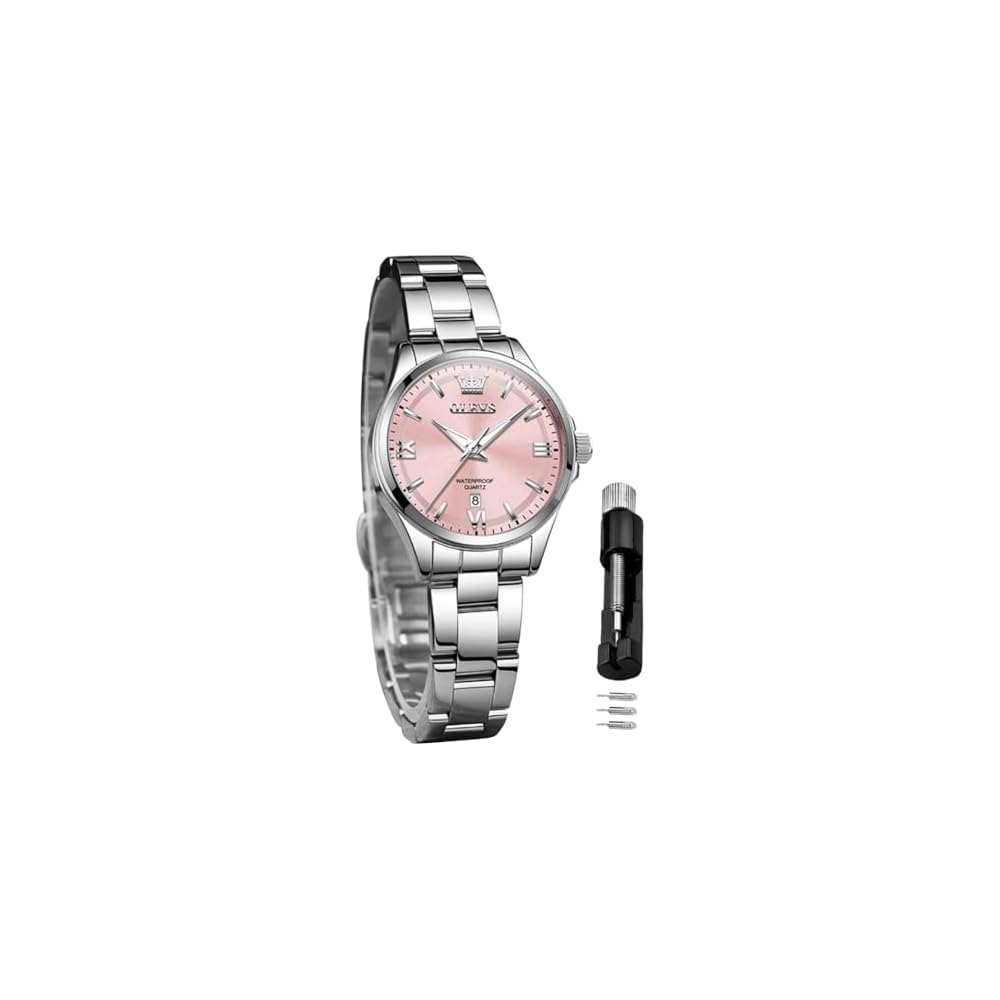 OLEVS Women s Quartz Watch Classic Dial Stainless Steel Band Luminous 30M Waterproof