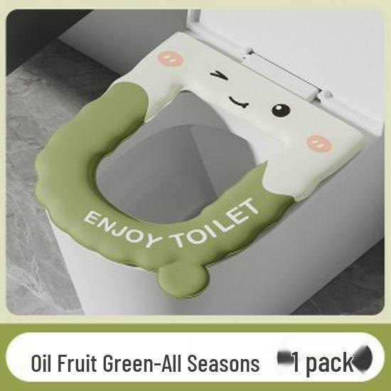 EVA Waterproof Antibacterial Toilet Seat Cover - Washable, Universal, Cute Design, Adhesive Cushion for All Seasons