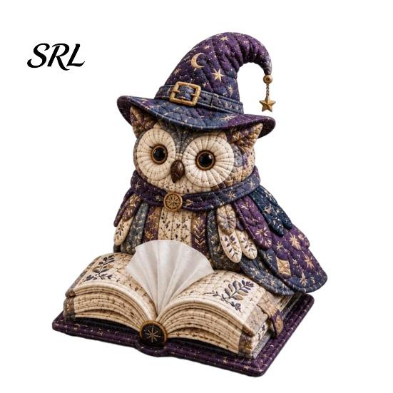Patchwork Craft Kit DIY Tissue Box Cover Kit, Owl Shape, Soft Textures Woodland Animal Decor Sewing Handmade for Handicraft Enthusiast Beginners