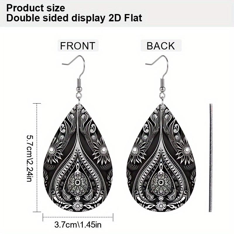 Bohemian Style Gery PU Earrings with Floral Vine Patterns, Fashion Earrings, Y2K Style Exquisite Earrings
