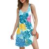Abito da Spiaggia Boho Stampato Casual da Donna con Tasche Abito a Canotta Scollo a V