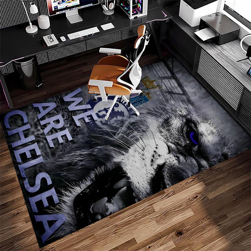 1pc Chelsea FC logo Print Area Rug - Soft,Washable Non-Slip Indoor Mat for Office Chairs,Living Room,Home Office Decorative Rug
