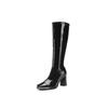Fashion Red Patent Leather Knee High Boots 8cm High Heel Bar Stage Boots 35-42 Square Head Long Boots Autumn Winter Women Party Shoes