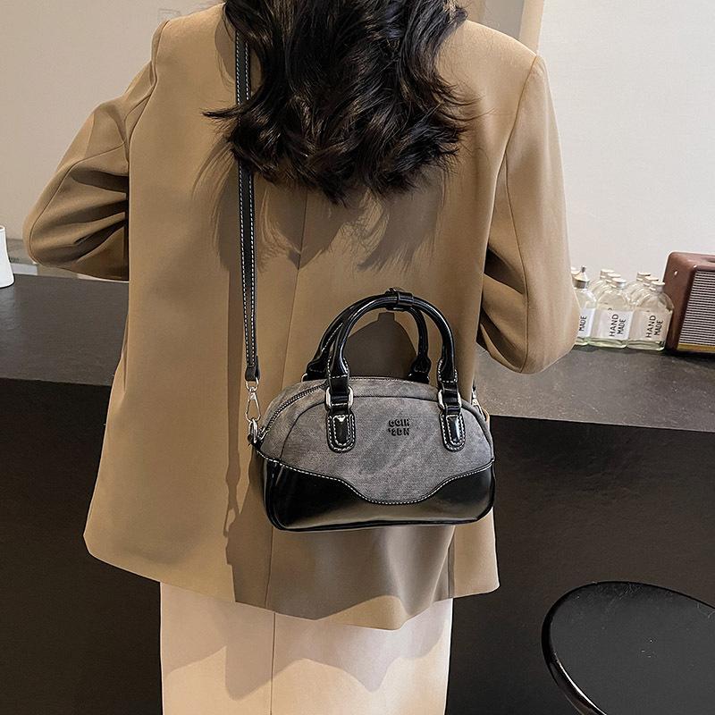 Bag Women'S Popular Shoulder Bag Crossbody Bag Premium Retro Contrasting Color Portable Bowling Bag