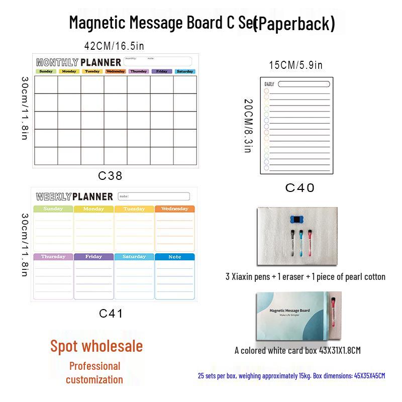 Custom Magnetic Wipeable Acrylic Fridge Calendar Board Sticker.