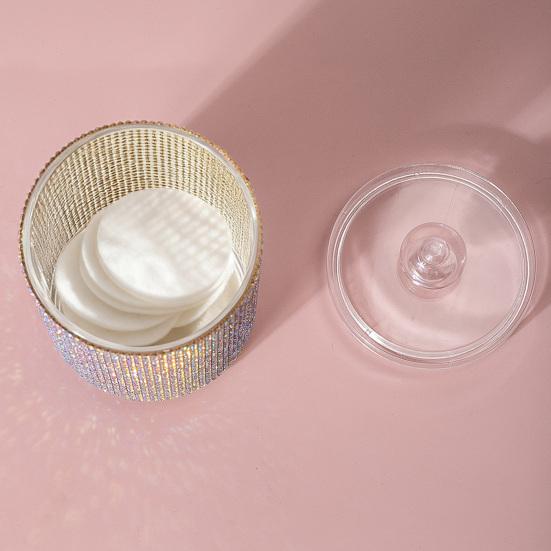 Úložná nádoba na kamínky s víčkem Jiskřivá nádoba na vatové tyčinky Prachotěsný organizér na vatové tampony pro toaletní stolek a koupelnovou desku