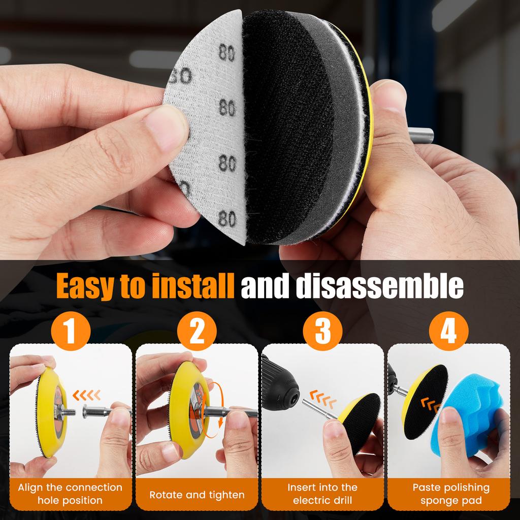 Car Polishing Sponge Pads Kit Foam Pad Buffer Kit Polishing Machine Wax Pads for Auto Motorcycle Motor Vehicle Removes Scratches
