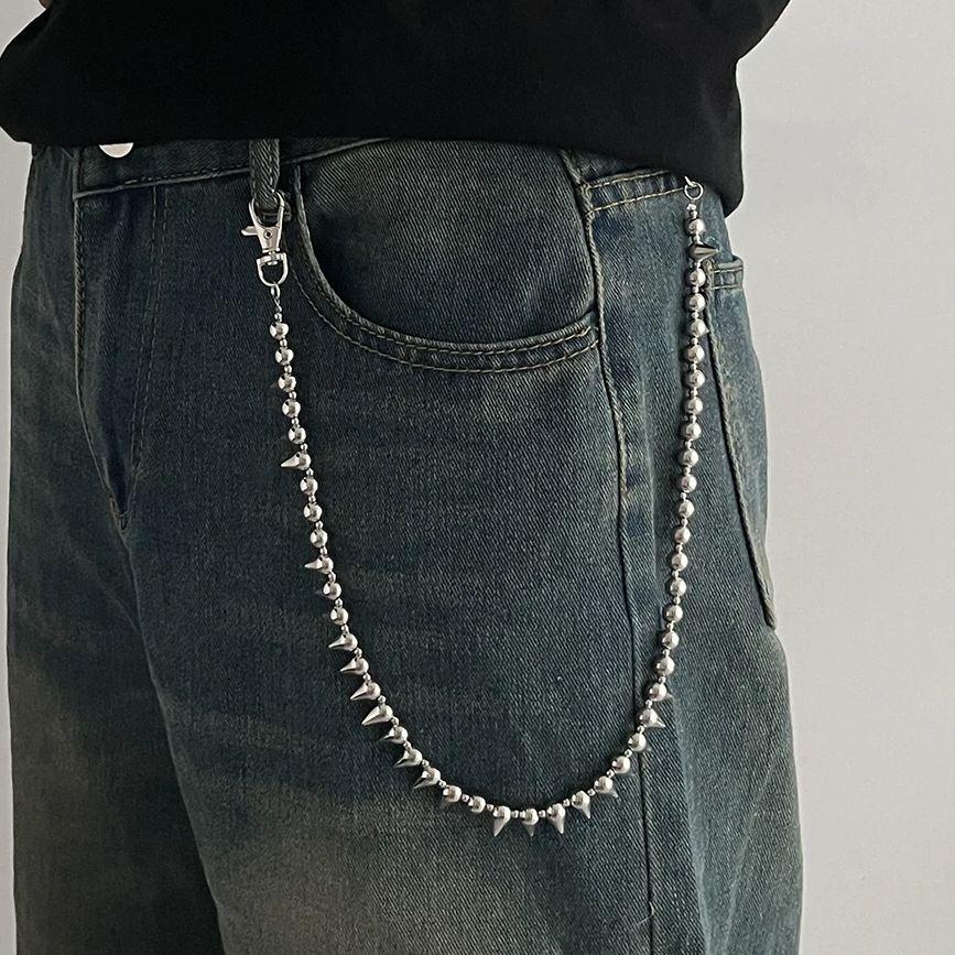SHIXIN Hip Hop Punk Rivet Beads Pants Waist Chain for Men Women Rock Double Layered Belt Jeans Chain Street Jewelry Accessories