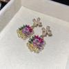 Luxury Banquet Court Style Zircon Flower Necklace Bracelet Earrings Retro Jewelry Set Light Luxury Jewelry Women