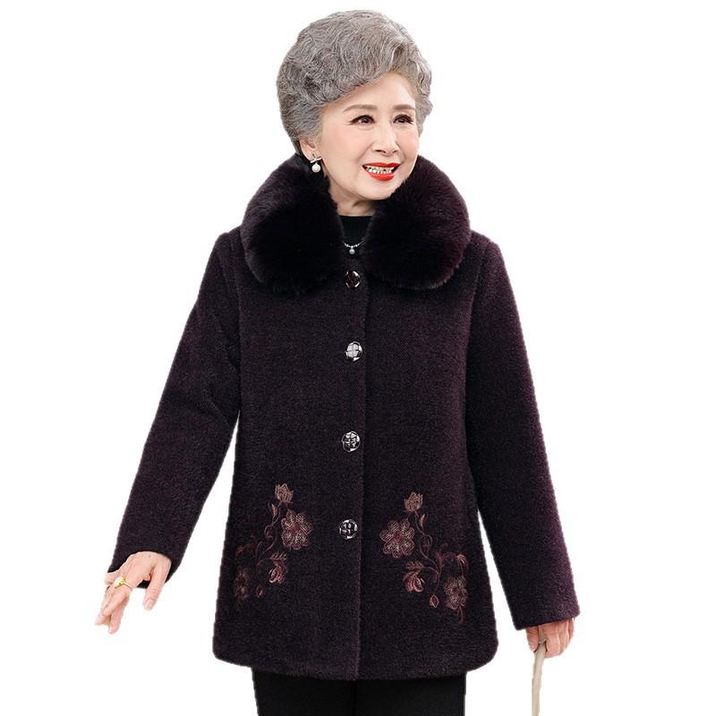 

Women s Winter Coat: Warm Velvet Fur-Collar Jacket for Middle-Aged & Elderly 3XL красный